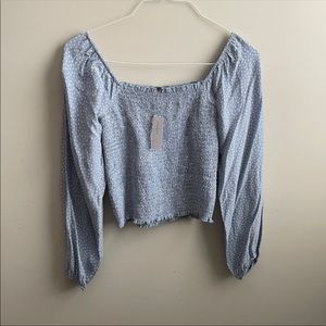 NWT American Eagle Blue and White Square Neck Blouse XS